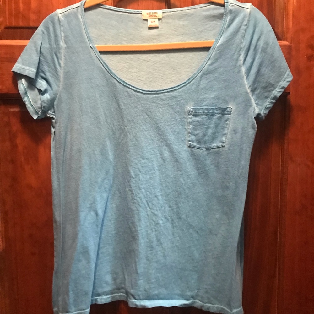 Merona light blue tee with pocket. Size medium